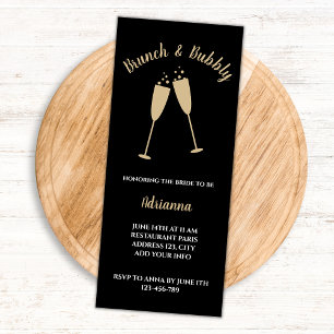 Invitation Brunch nuptial Et Bubbly Élégant Noir Et Or