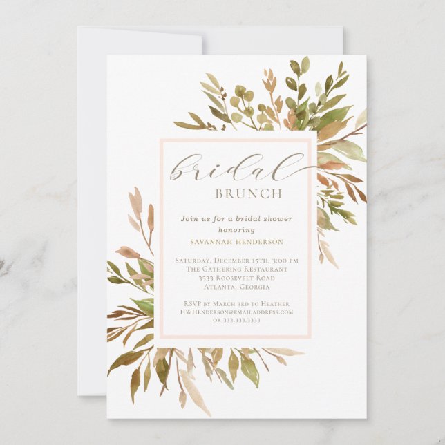 Invitation Brunch nuptial Fête des mariées de verdure botaniq (Devant)