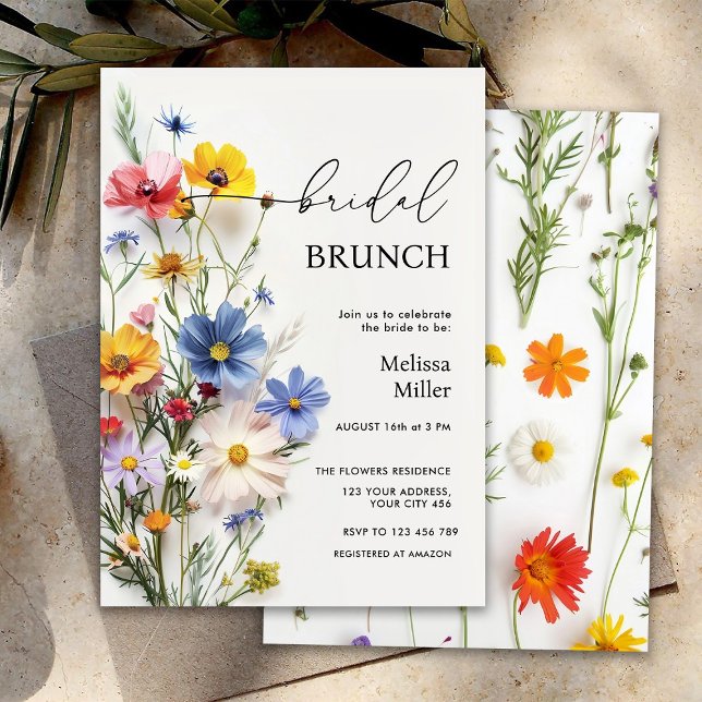 Invitation Brunch nuptial fleur sauvage (Créateur téléchargé)