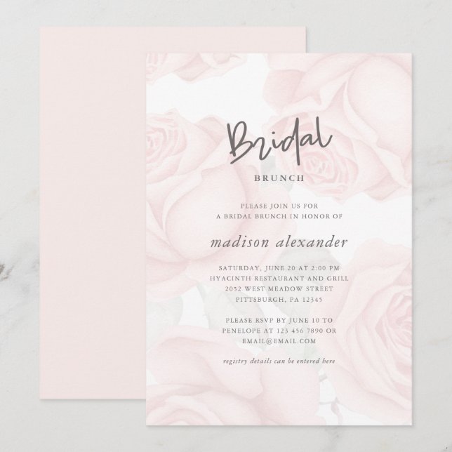 Invitation Brunch nuptial floral bouché (Devant / Derrière)