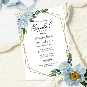Invitation Brunch nuptial géométrique bleu-bleu-bleu