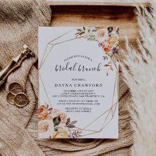 Invitation Brunch nuptial géométrique en or rustique