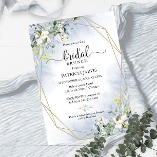 Invitation Brunch nuptial géométrique Eucalyptus vert