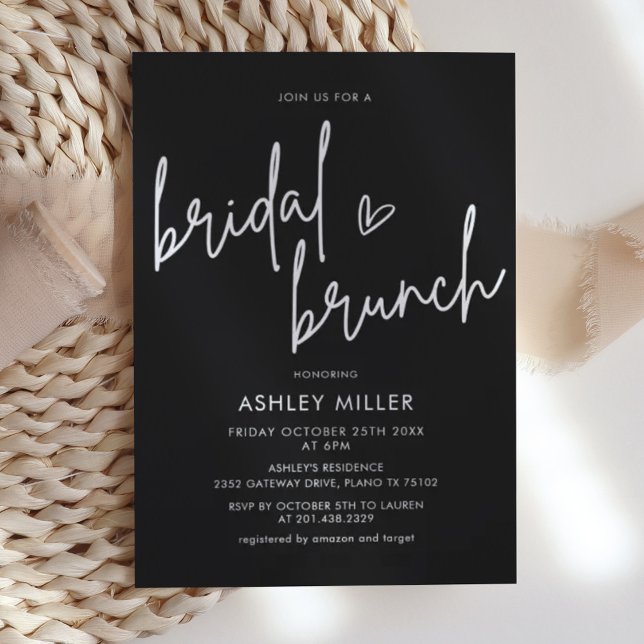 Invitation Brunch nuptial minimaliste noir (Créateur téléchargé)