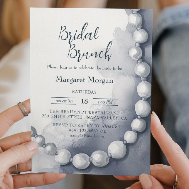 Invitation Brunch nuptial moderne de perles blanches (Créateur téléchargé)
