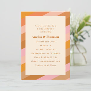 Invitation Brunch nuptial moderne géométrique rose orange rét