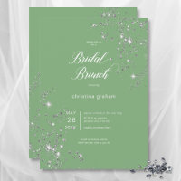Brunch nuptial moderne vert et blanc en diamants d