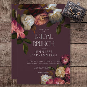 Invitation Brunch nuptial Moody Burgundy & Cream Peonies