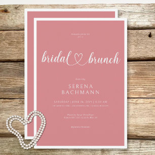 Invitation Brunch nuptial romantique moderne minimaliste rose