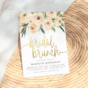 Invitation Brunch nuptial rose et bleu floral