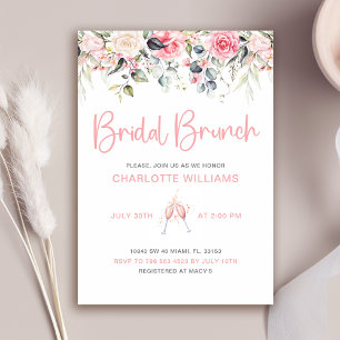 Invitation Brunch nuptial rose vif