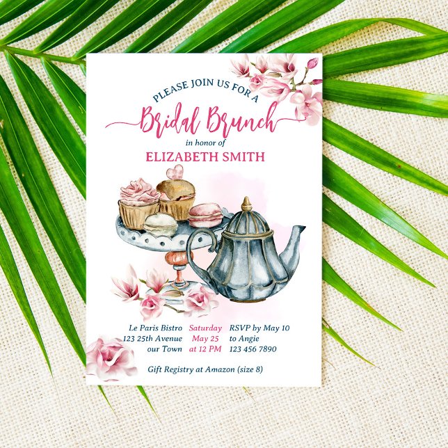 Invitation Brunch nuptial sucré collations thé pot nuptiale d (Créateur téléchargé)