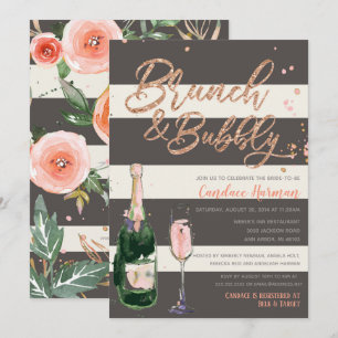 Invitation Brunch & Parties scintillant Rose Fête des mariées