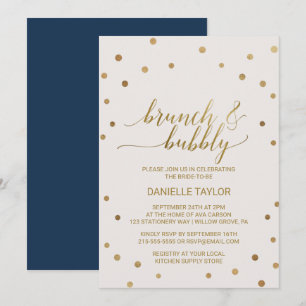 Invitation Brunch Pois or et bulle