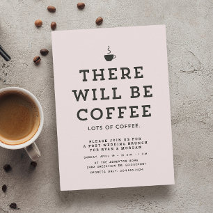 Invitation Brunch post-mariage joli amusant thème café rose