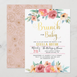 Invitation Brunch pour bébé - Fleurs de printemps