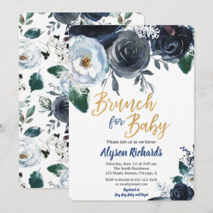 Invitation Brunch pour le bleu de pivoine d'invitations de