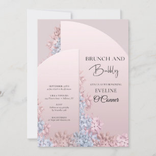 Invitation Brunch rose boho  printemps or et mousseux