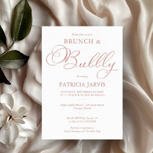 Invitation Brunch Rose Délicat À Huile D'Or Et Bubbly