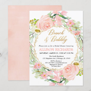 Invitation Brunch rose vif et Fête des mariées Bubbly