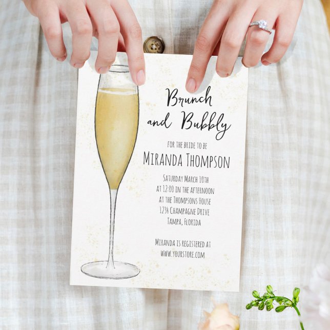 Invitation Brunch simple et Fête des mariées champagne Bubbly (Créateur téléchargé)