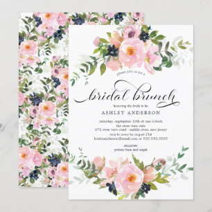 Invitation Brunch sur la Fête de l'mariée des Roses et des pi
