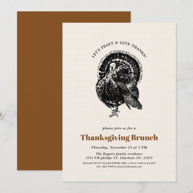 Invitation Brunch Thanksgiving | Turquie vintage (Devant / Derrière)