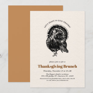 Invitation Brunch Thanksgiving Turquie vintage