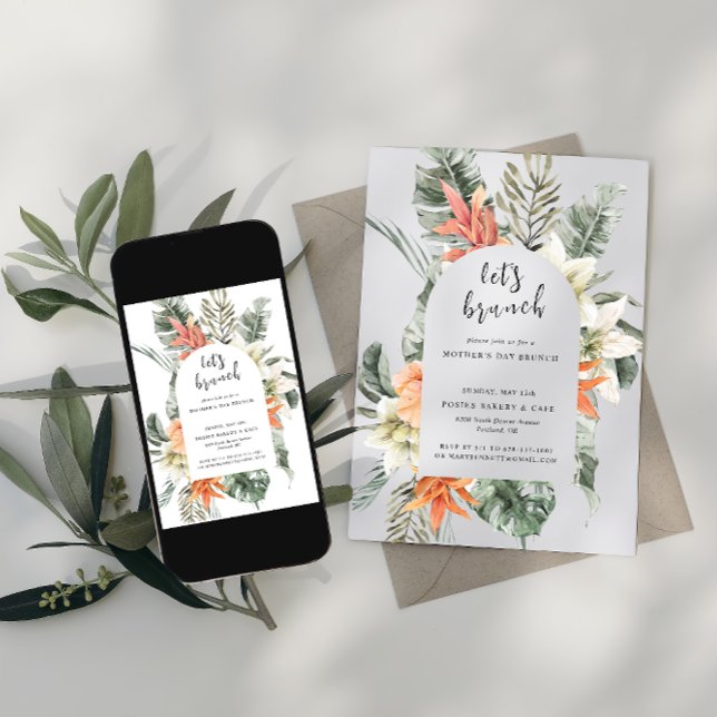 Invitation Brunch | Tropical Floral Mothers Day Brunch (Créateur téléchargé)