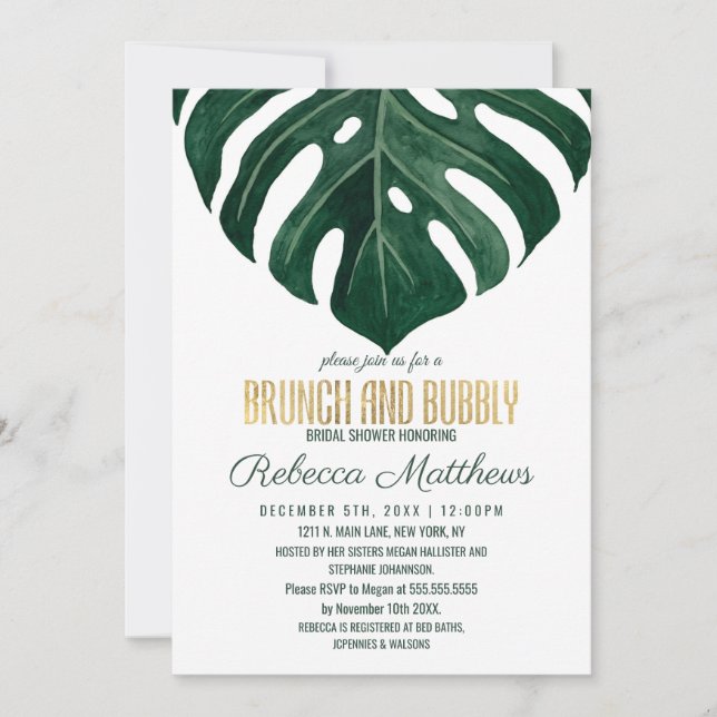 Invitation Brunch tropical moderne d'or de fromage suisse (Devant)