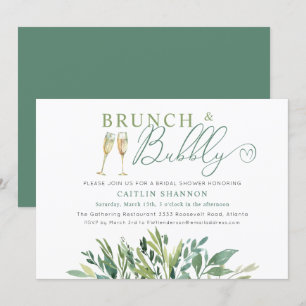 Invitation Brunch verdoyant et Fête des mariées mousseuse