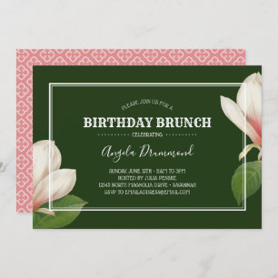 Invitation Brunch vert pour l'anniversaire du Magnolia du Sud