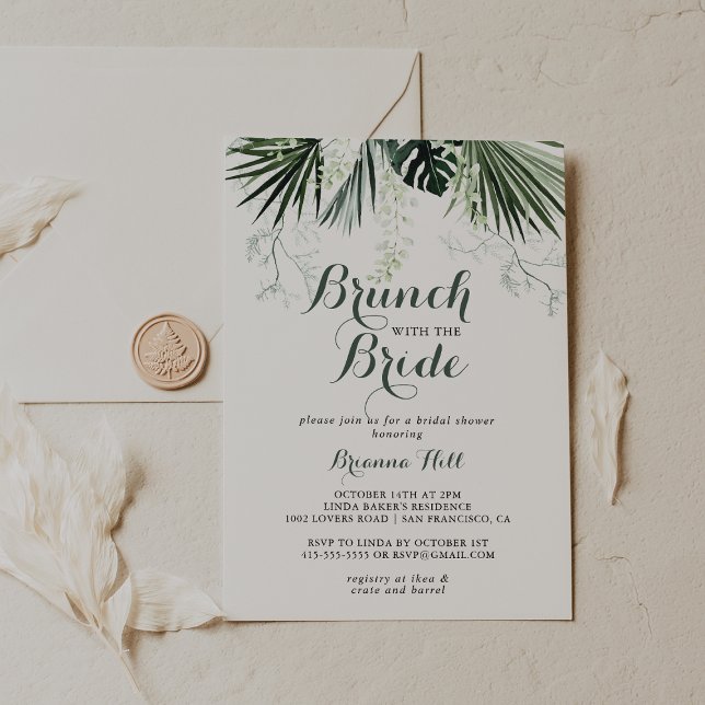Invitation Brunch vert tropical avec douche de mariée (Créateur téléchargé)