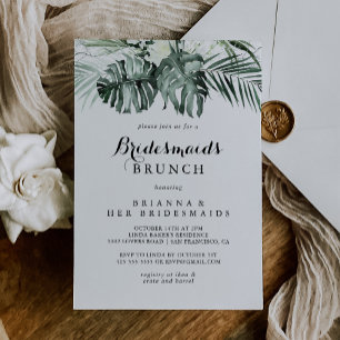 Invitation Brunch vert tropical avec douche de mariée
