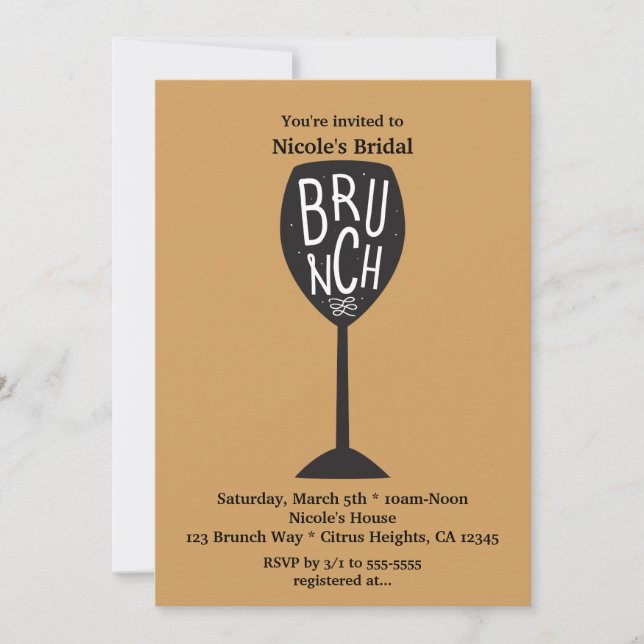 Invitation BRUNCH Vin Verre N'IMPORTE QUELLE COULEUR & ÉVÉNEM (Devant)