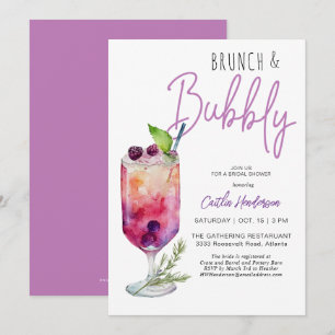 Invitation Brunch violet moderne et Fête des mariées bulle