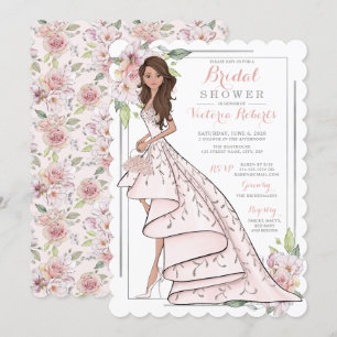 Invitation Brunette en Fête de l'mariée