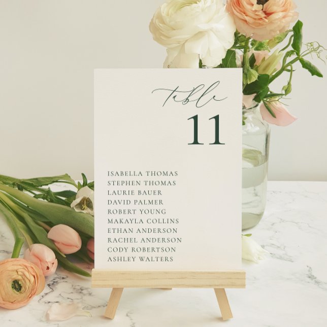 Invitation BRUNSWICK Green Seating Table Number Card (Créateur téléchargé)