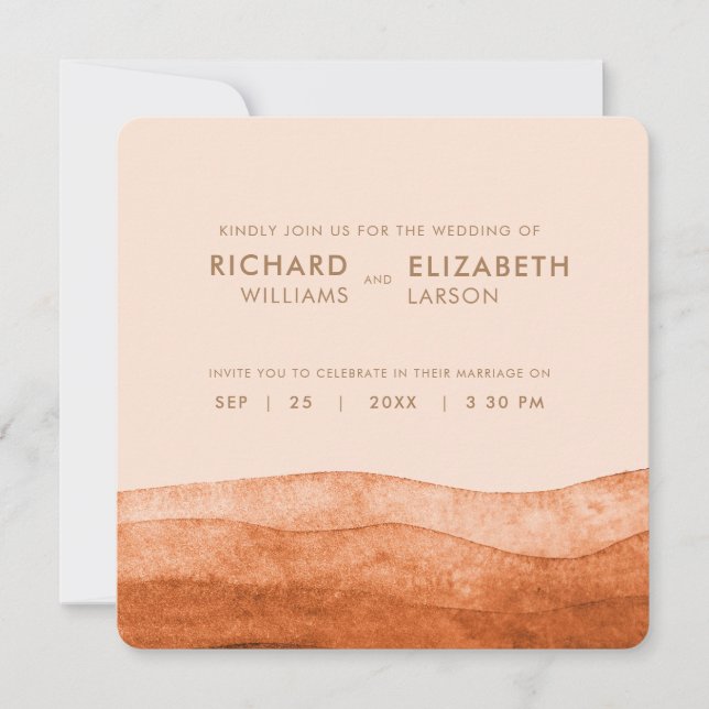 Invitation Brunt Orange Boho Automne Couleurs Terracotta Mari (Devant)