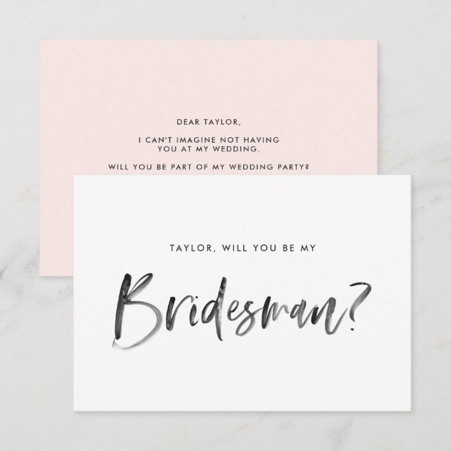 Invitation Brush Letch Blush Serez-Vous Mon Époux (Devant / Derrière)