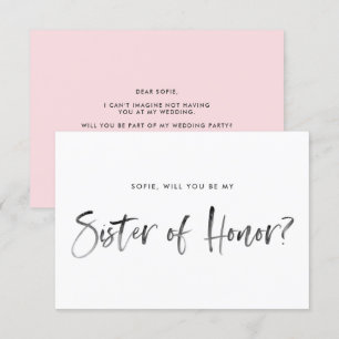 Invitation Brush Lettering Pink Be Ma soeur d'honneur