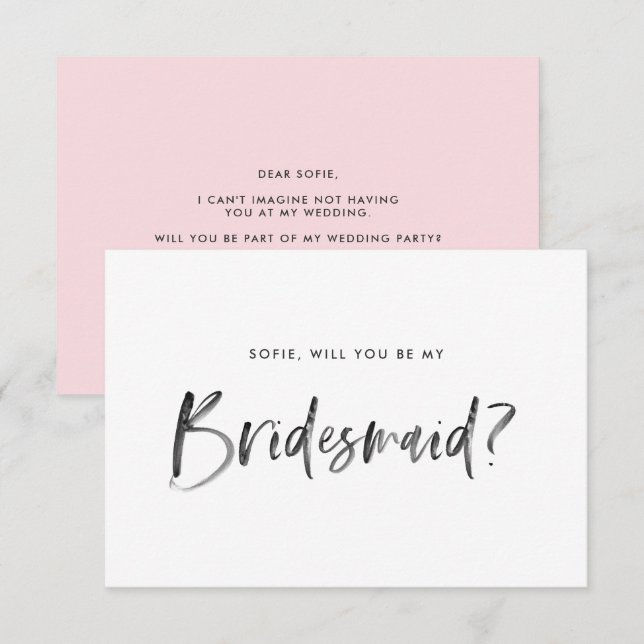 Invitation Brush Letters Pink Serez-Vous Ma Femme D'Accueil (Devant / Derrière)