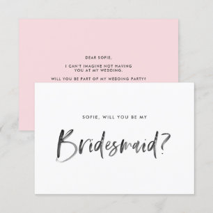 Invitation Brush Letters Pink Serez-Vous Ma Femme D'Accueil