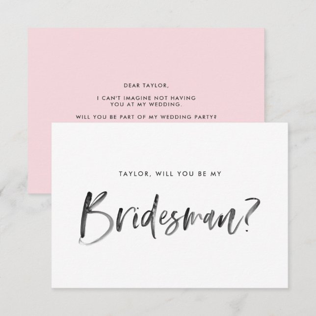 Invitation Brush Letters Pink Serez-Vous Mon Époux (Devant / Derrière)