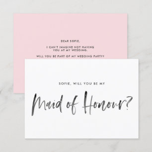 Invitation Brush Letting Pink Serez-vous ma femme d'honneur