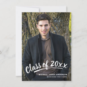 Invitation Brush Script Modernisation Graduation 2+Photograph