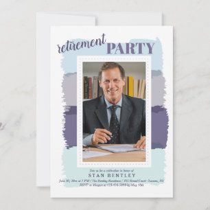 Invitation Brush Strokes Blue Photo Retraite Party Invitati
