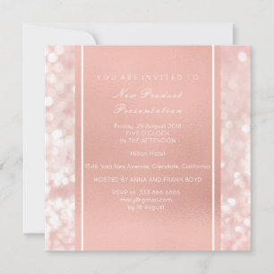 Invitation Brush Vip en poudre or rose rose métallique minima