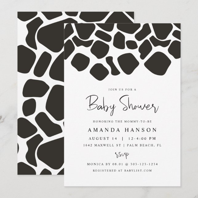 Invitation BRYNDLE Vache d'élevage moderne Baby shower d'impr (Devant / Derrière)