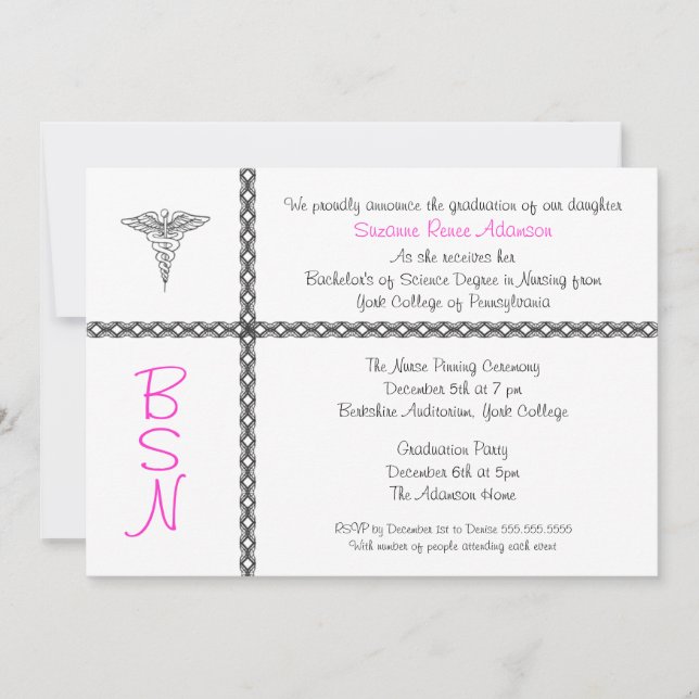 Invitation BSN LPN RN d'obtention du diplôme (Devant)